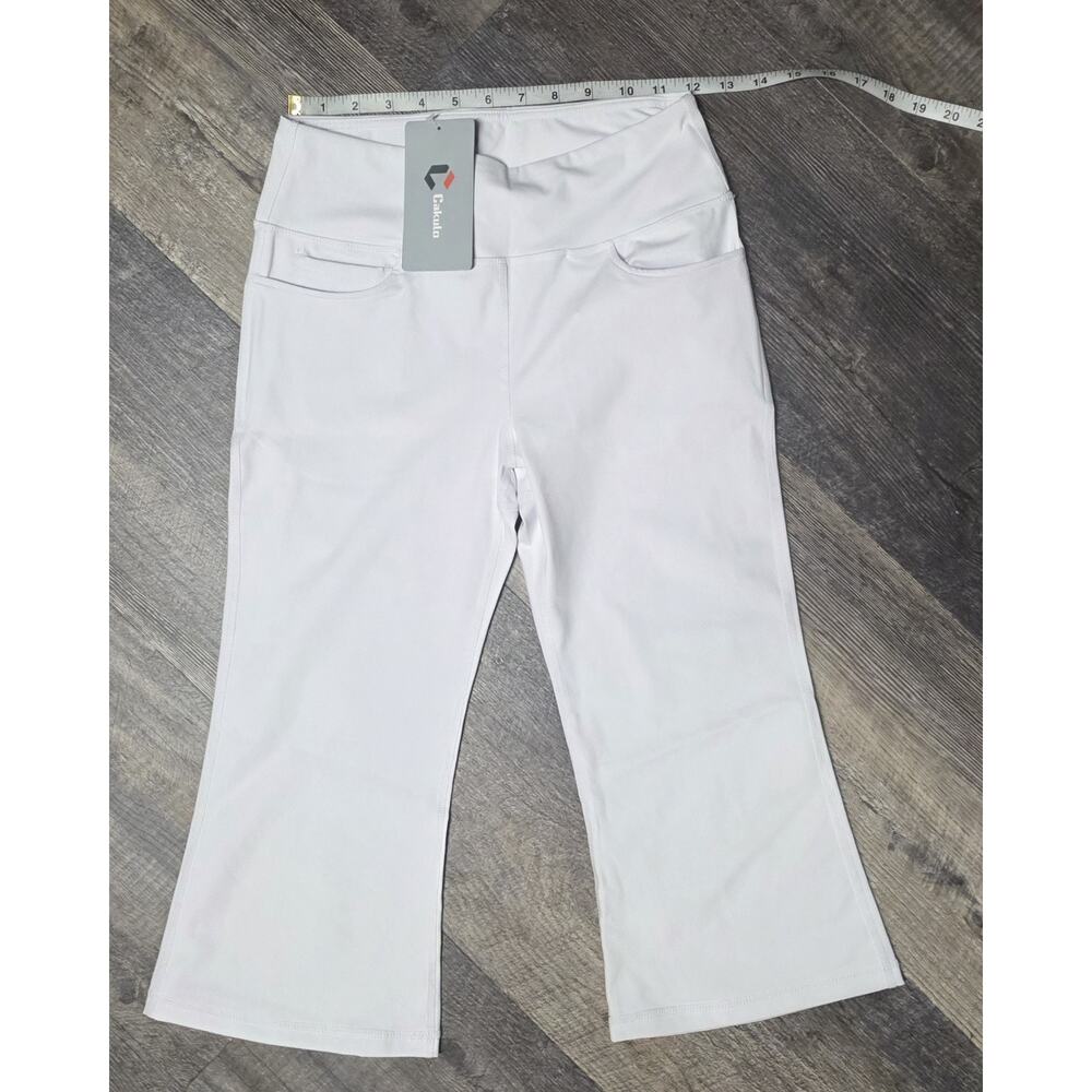 Cakulo NWT White Cropped Capri Yoga Pants Size S Small Stretch Active Golf